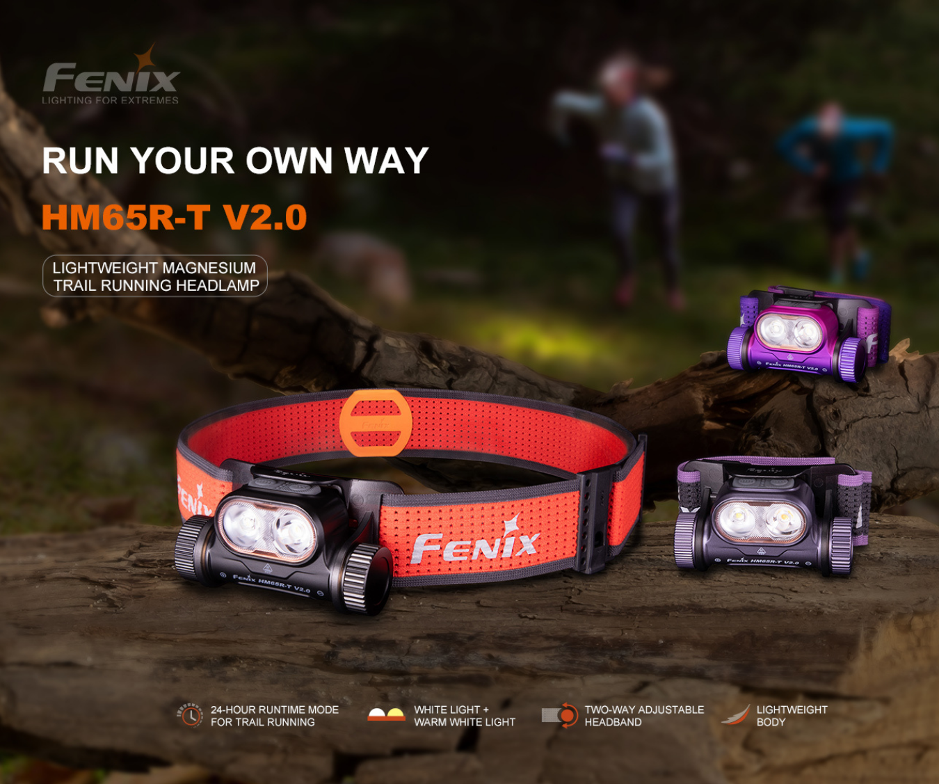 Fenix HM65R-T V2.0 Luminus SST40 Cool White LED & SST20 Warm White LED 1600L Lightweight Magnesium Rechargeable Headlamp
