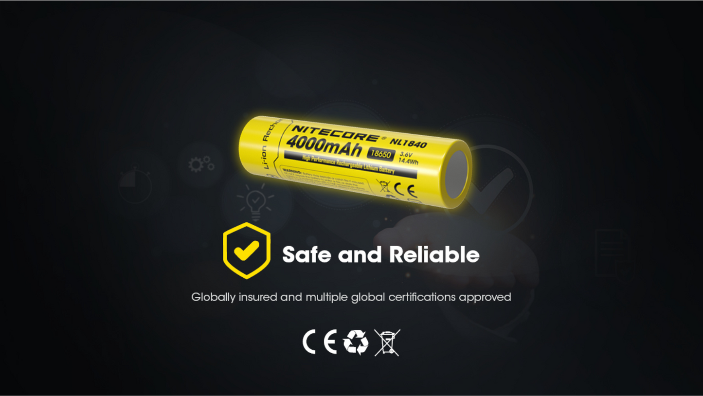 Nitecore 18650 4000mAh 5A Protected Li-ion Rechargeable Battery NL1840