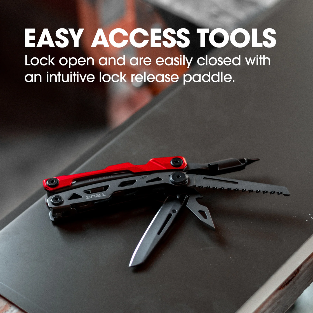 True Utility Ti Pocket Multi Tool All-In-One Locking Titanium Toolkit