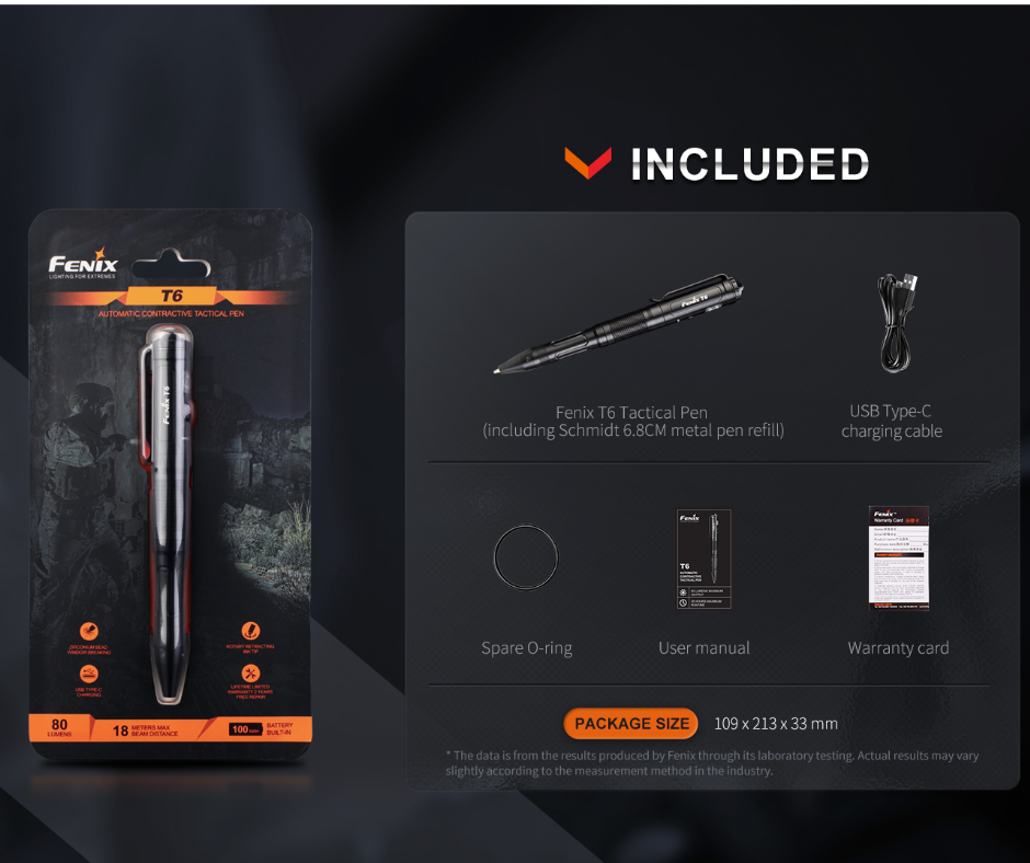 Fenix T6 80L LED Rechargeable Automatic Contractive Pen