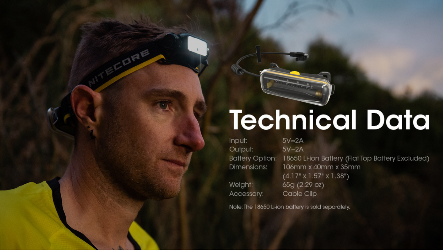 Nitecore 18650 Headlamp Battery Extension Case for Nitecore NU40, NU43, NU50