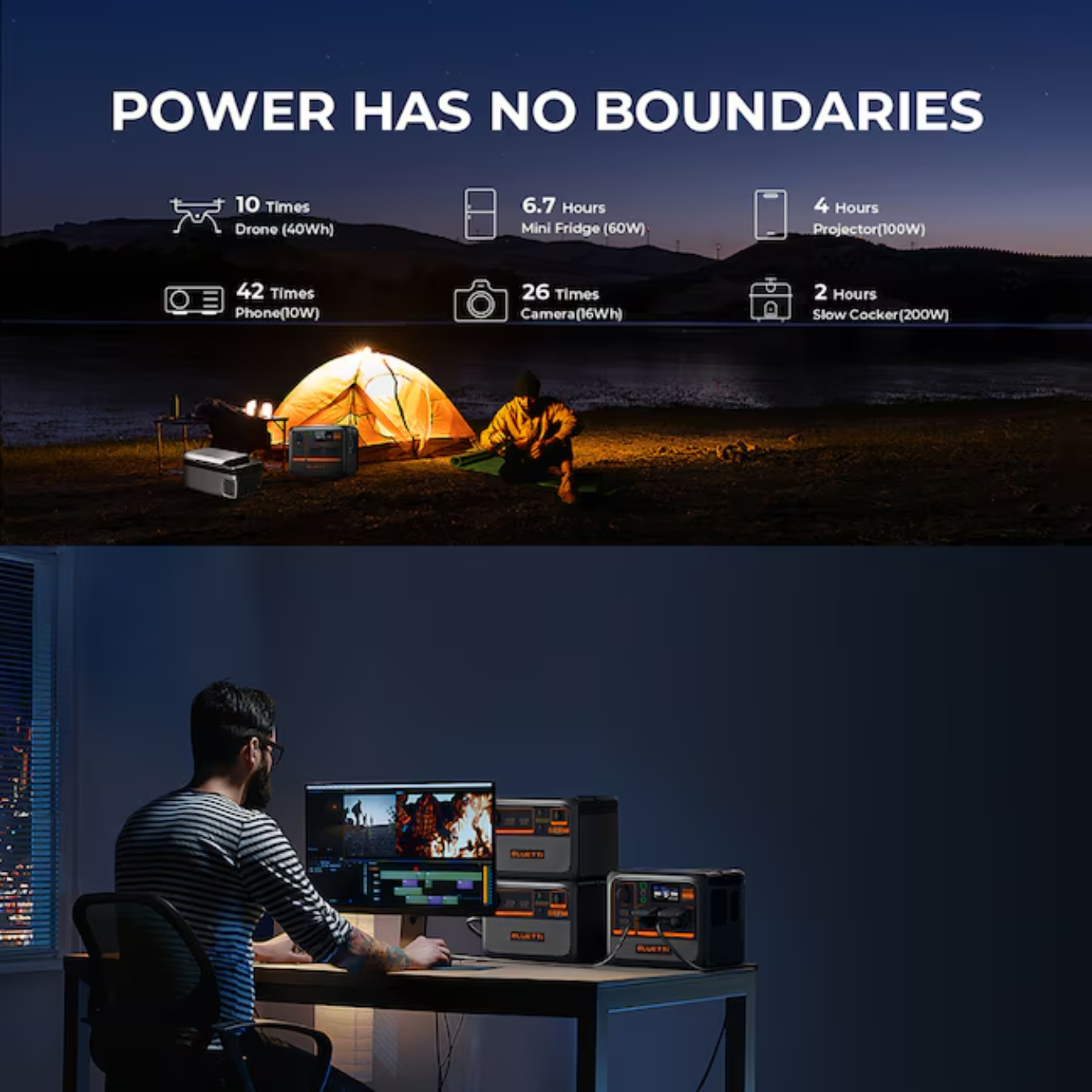 BLUETTI AC60P Portable Power Station 504Wh LiFePO4 Battery Surge AC Solar Generator (600W/1200W)