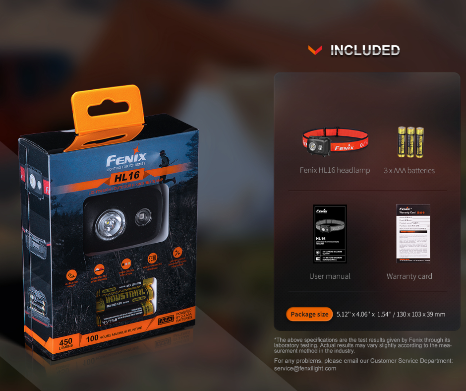 Fenix HL16 Lightweight Trail Running Luminus SST20 LED 450L Headlamp