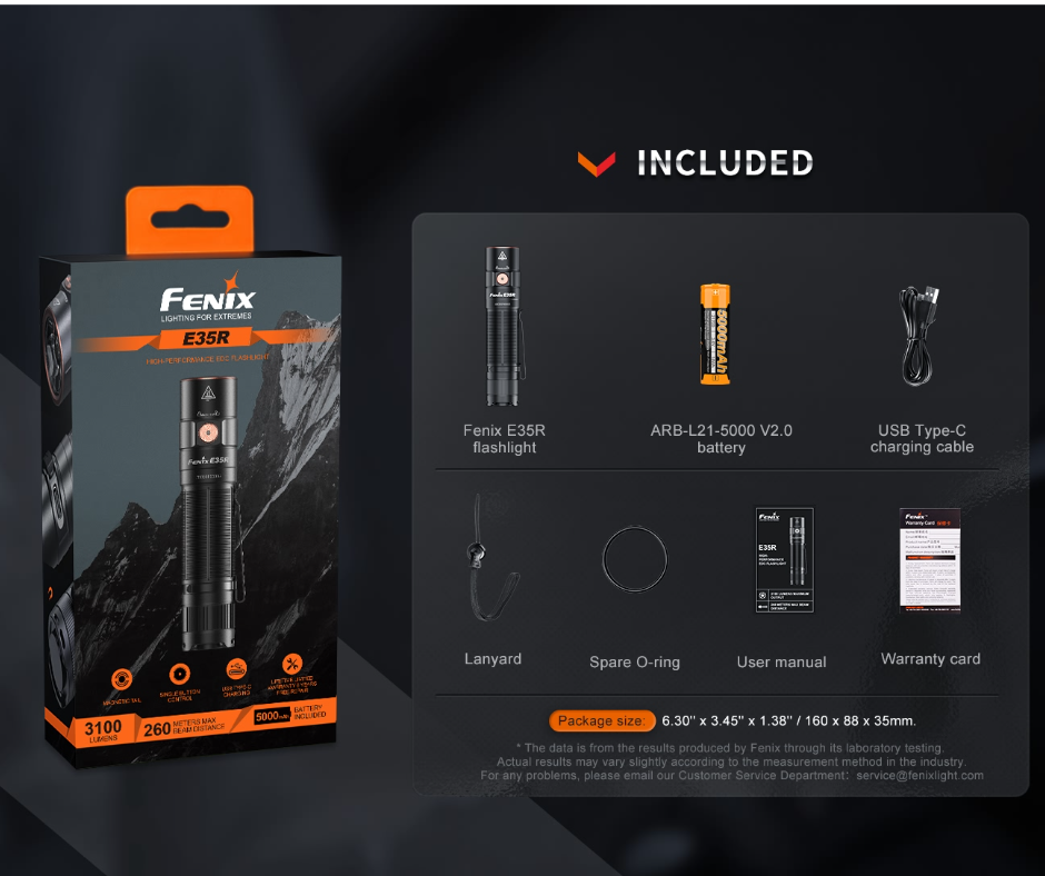 Fenix E35R + AOD-S V2.0 Diffuser Kit 3100L Rechargeable Flashlight