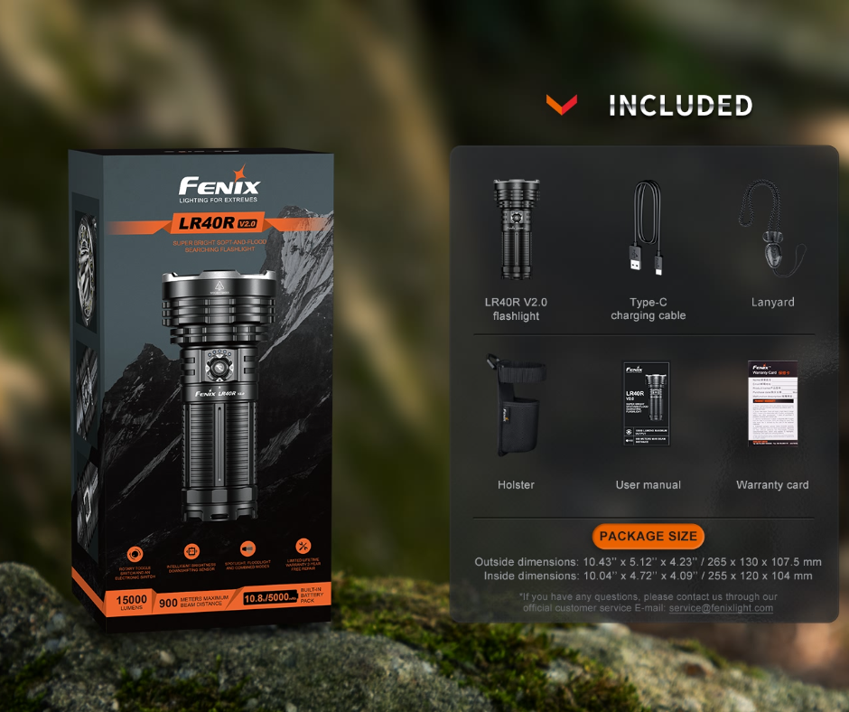 Fenix LR40R V2.0 Luminus SFT70 LED 15000L Rechargeable Flashlight