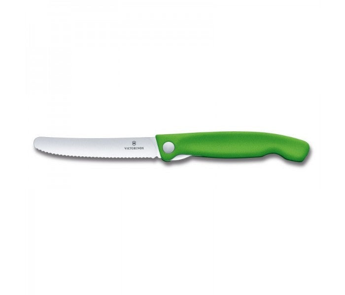 Victorinox Swiss Classic 11cm Wavy Edge Serrated Foldable Paring Knife Green 6.7836.F4B