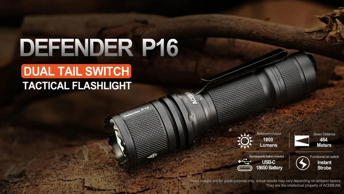 Acebeam P16 Luminus SFT40 LED 1800 Lumens Tactical Flashlight