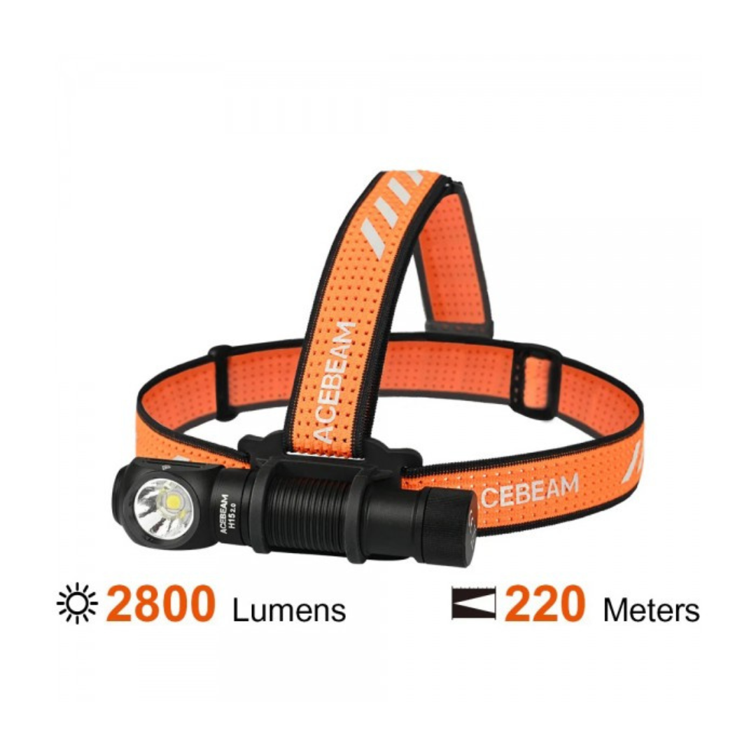 Acebeam H15 2.0 Cool White 6500K LED 2800 Lumens USB Rechargeable Headlamp