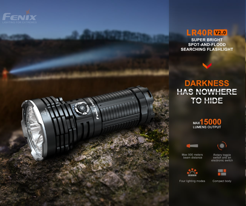 Fenix LR40R V2.0 Luminus SFT70 LED 15000L Rechargeable Flashlight