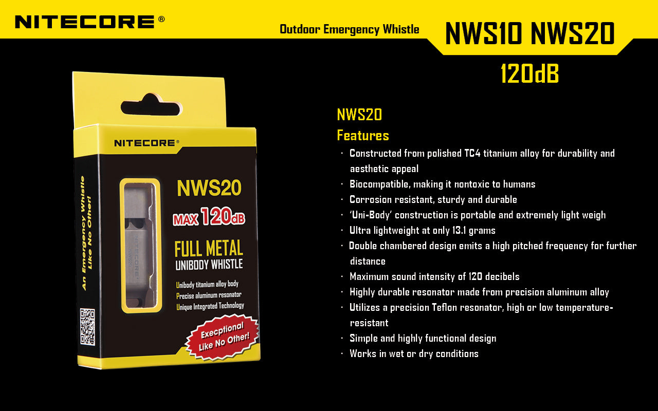 Nitecore NWS10 Titanium Alloy 120dB Whistle