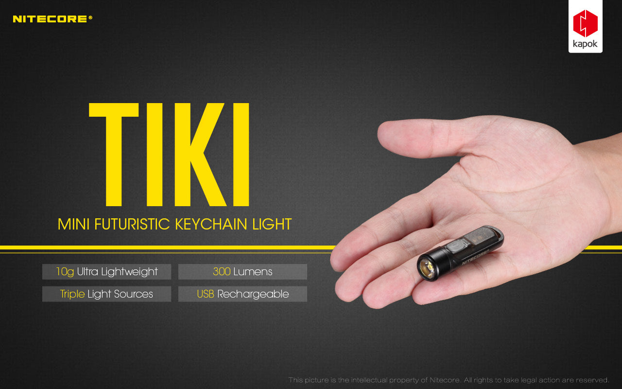 Nitecore TIKI UV/HiCRI LED Keychain Light 300 Lumens Type-C