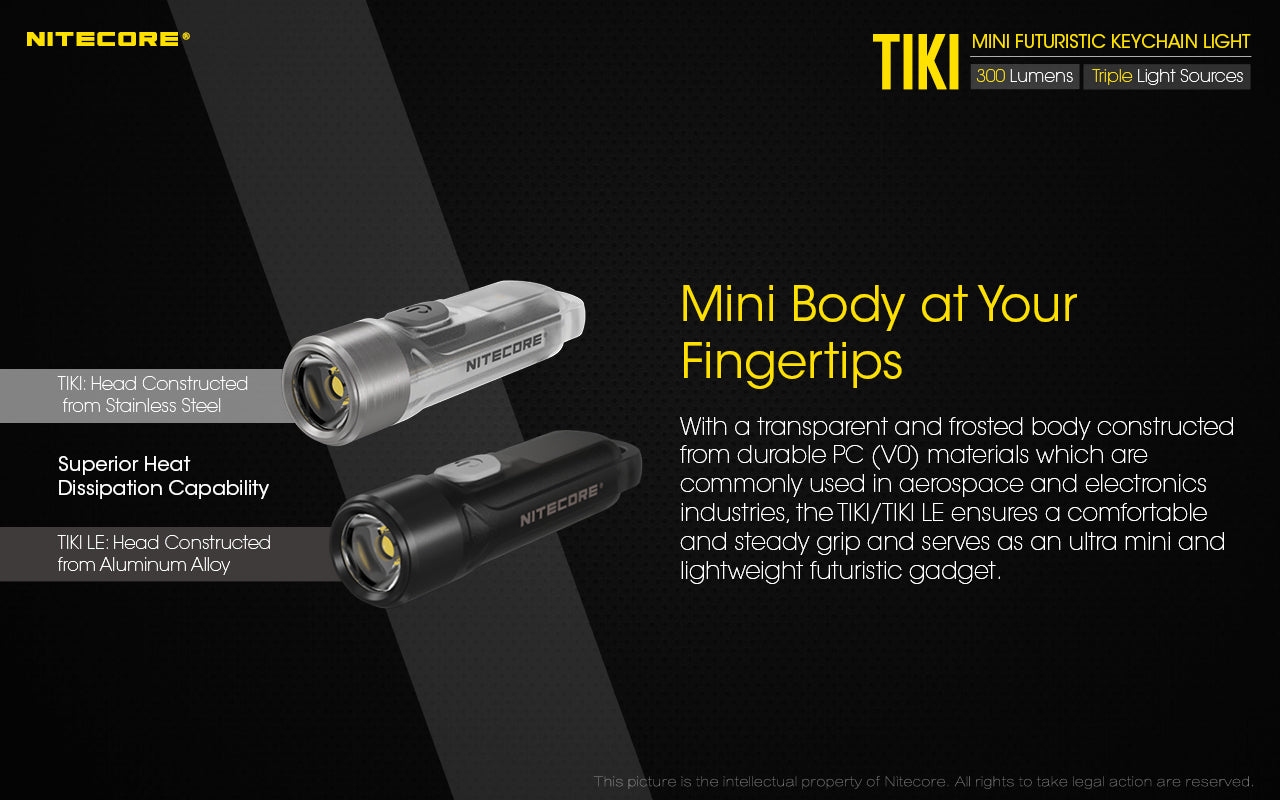 Nitecore TIKI UV/HiCRI LED Keychain Light 300 Lumens Type-C