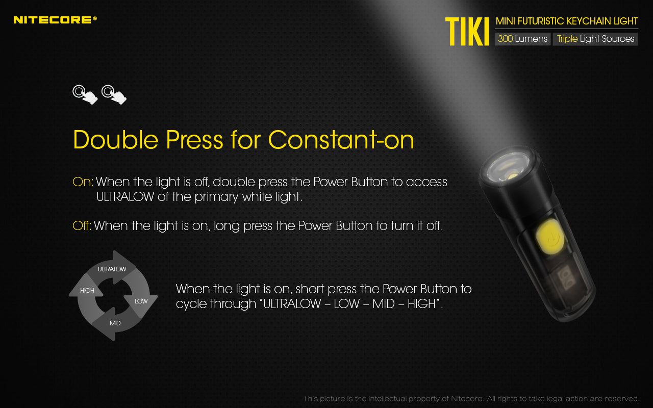 Nitecore TIKI UV/HiCRI LED Keychain Light 300 Lumens Type-C