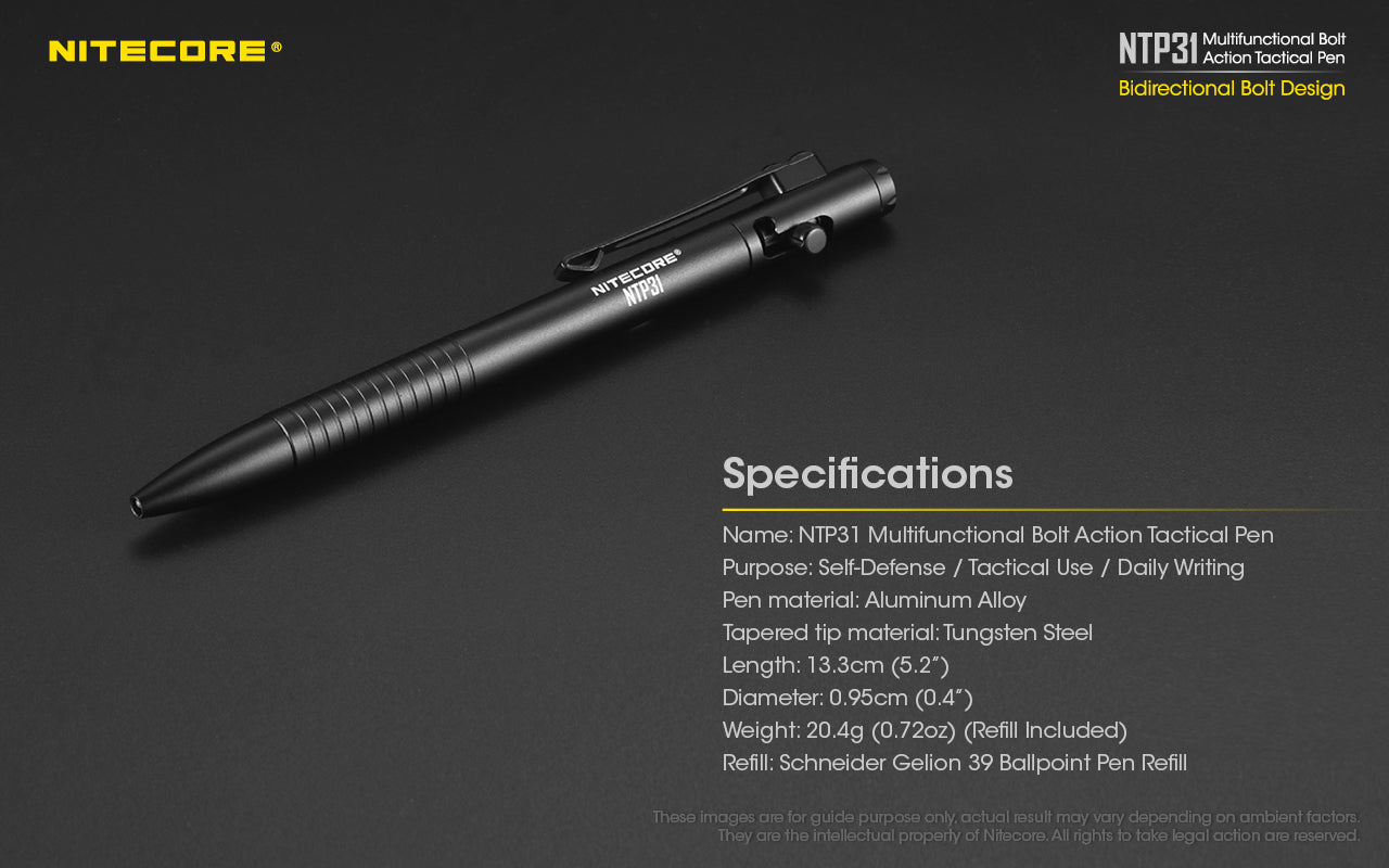 Nitecore NTP31 Aluminium Alloy Bolt Action Multi-functional Tactical Pen