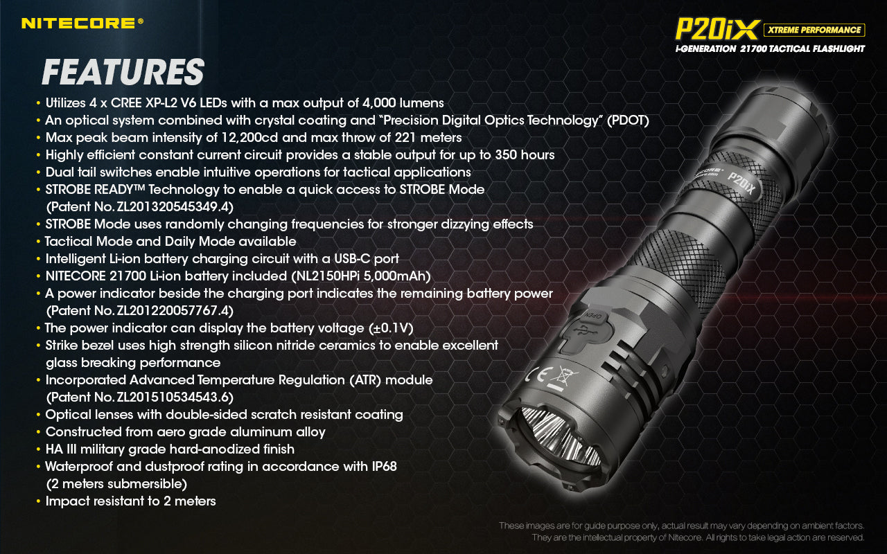 NITECORE P20IX 4000 LUMENS USB RECHARGEABLE FLASHLIGHT
