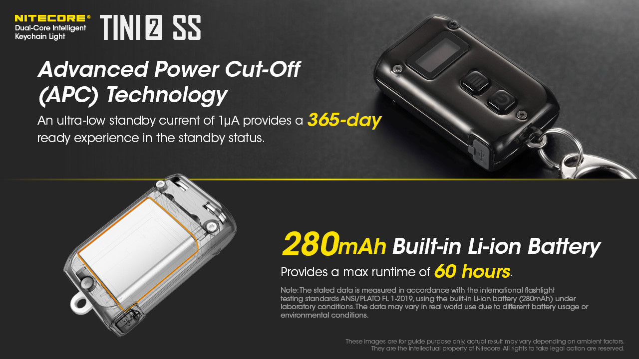 Nitecore TINI 2 Stainless Steel 500Lumens Rechargeable Keychain Flashlight