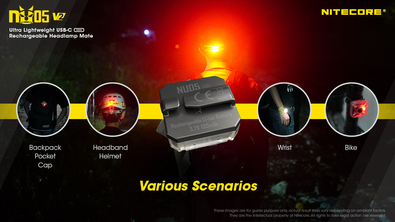 Nitecore NU05 V2 Kit Mini Signal Light USB-C Rechargeable Headlamp