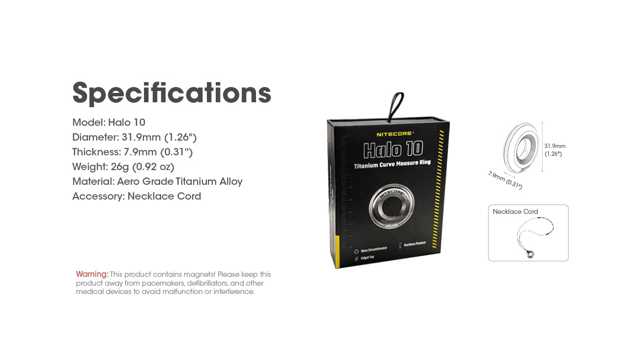 Nitecore Halo 10 Titanium Curve Measure Ring