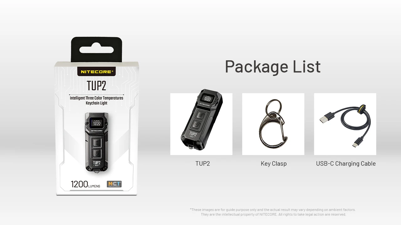 Nitecore TUP2 MCT UHE 1200 Lumens LED Rechargeable Keychain Flashlight