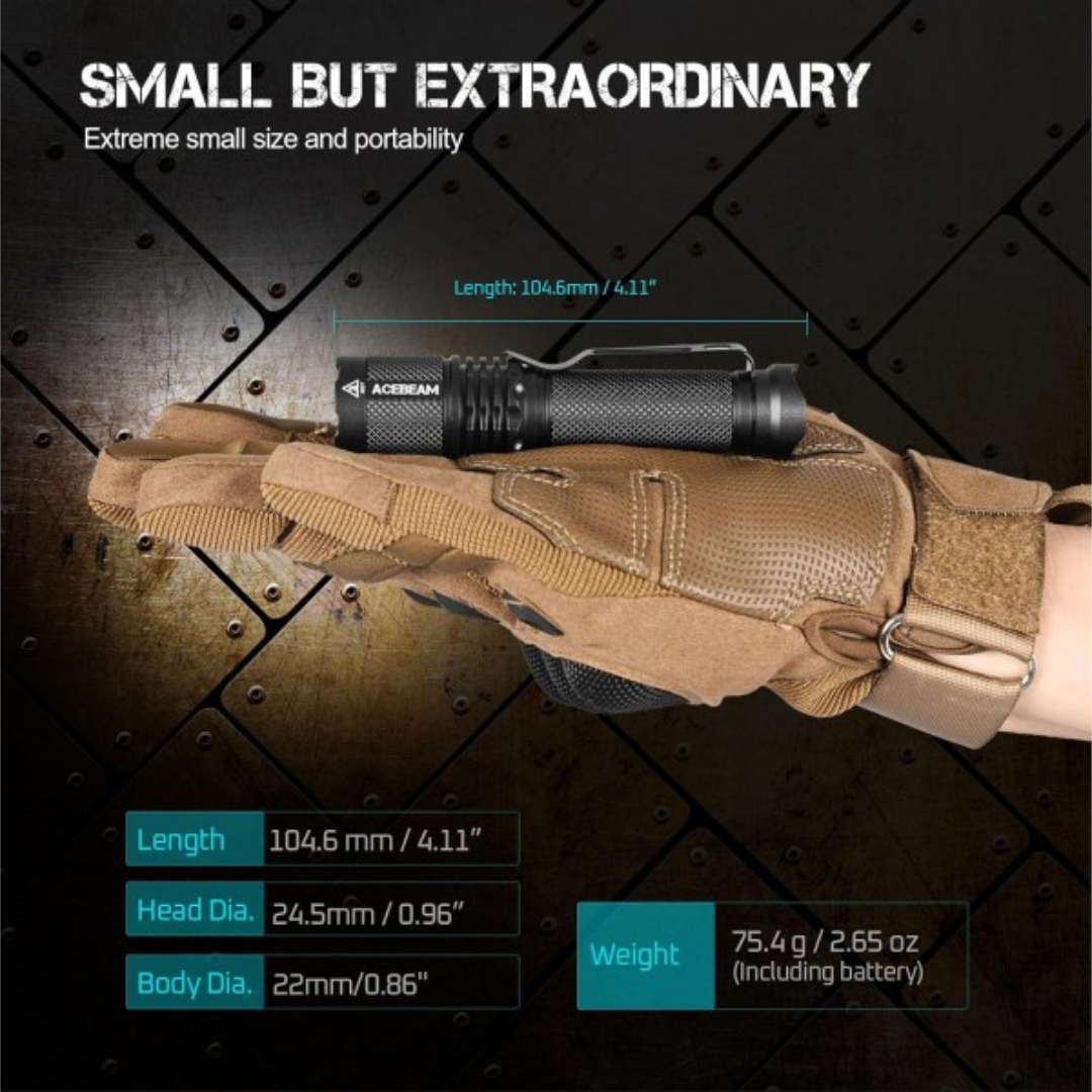 Acebeam TAC AA 519A -V1 5000k CRI90 750 Lumens USB Rechargeable Flashlight