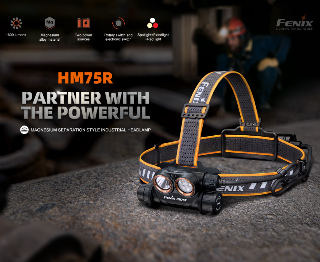 Fenix HM75R SE Luminus SST40 CW SST20 NW LED Red Light 1600L Rechargeable Headlamp (Without Battery Extender)