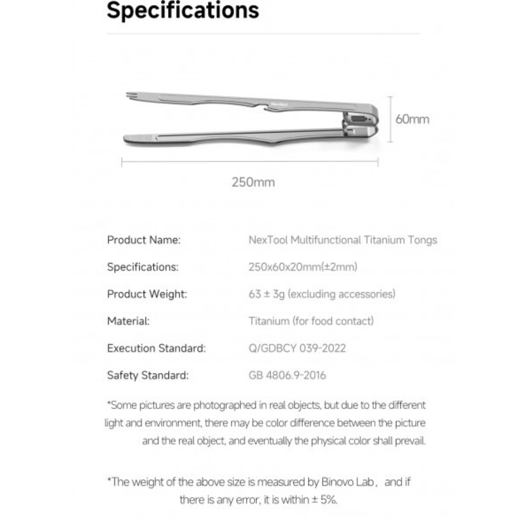 NexTool 4-in-1 Multifunctional Titanium BBQ Tongs NE20253 Knife Fork Bottle Opener