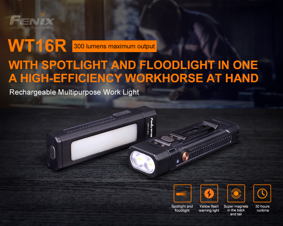 Fenix WT16R 300L Rechargeable Multipurpose Work Light