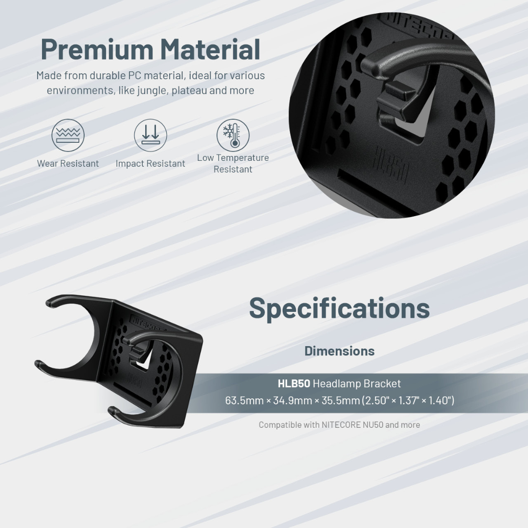 Nitecore HLB50 Helmet Headlamp Bracket for NU50 NU53
