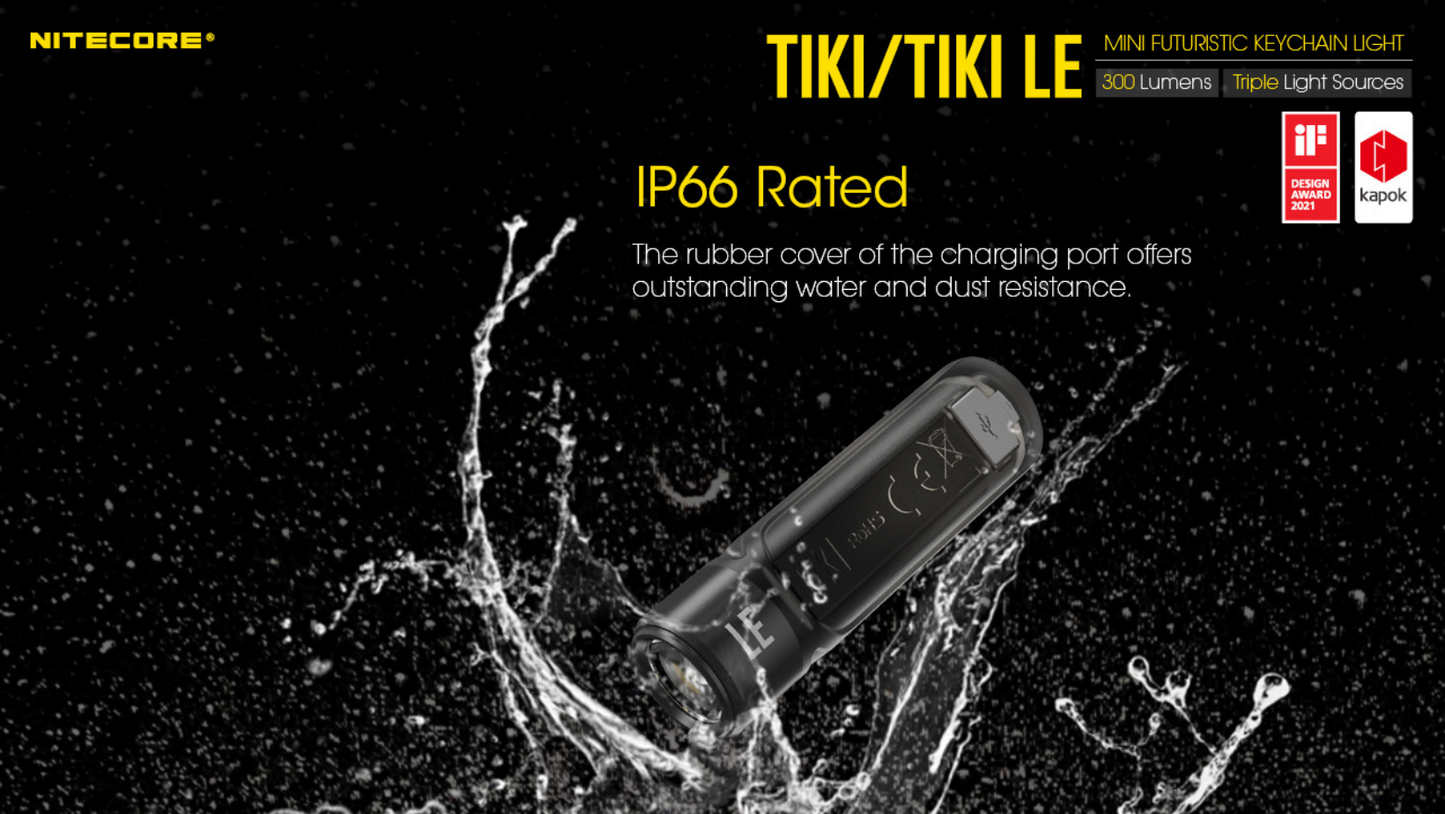 Nitecore TIKI UV/HiCRI LED Keychain Light 300 Lumens Type-C
