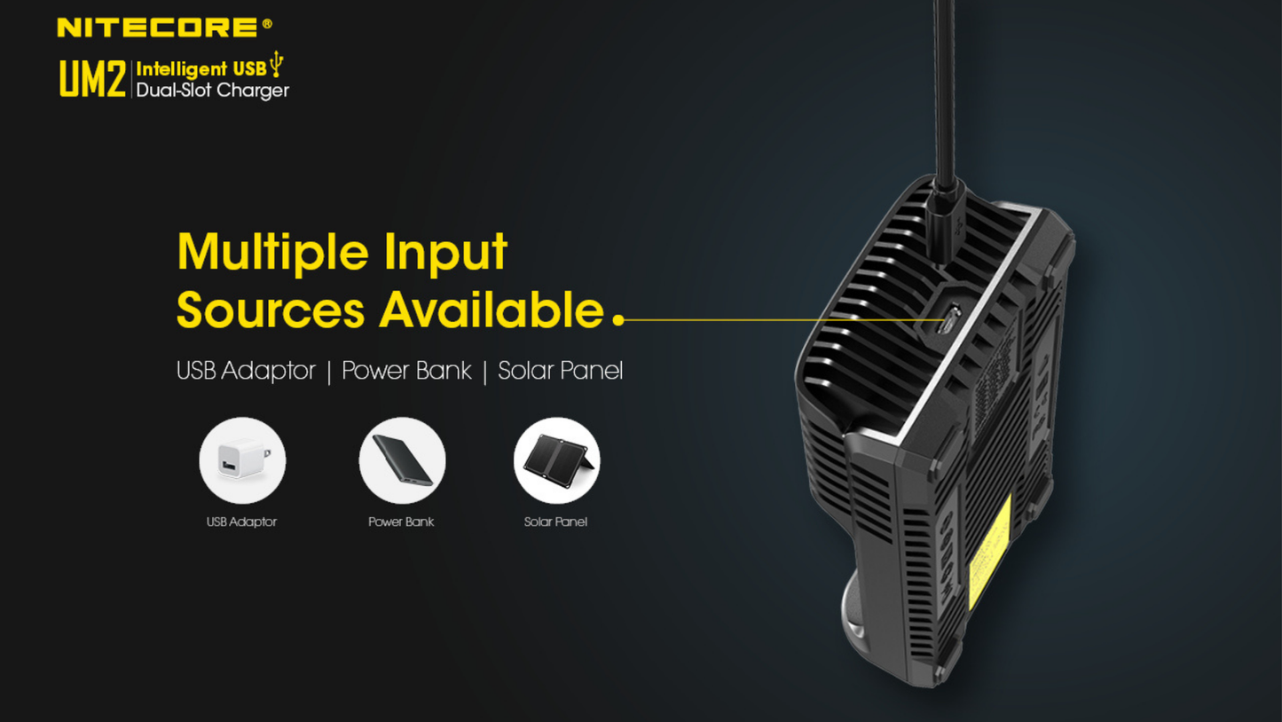 Nitecore UM2 Intelligent USB Dual-Slot Li-ion Battery Charger