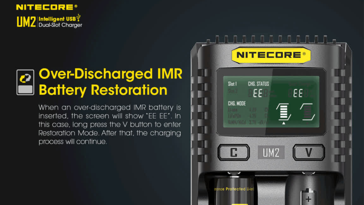 Nitecore UM2 Intelligent USB Dual-Slot Li-ion Battery Charger