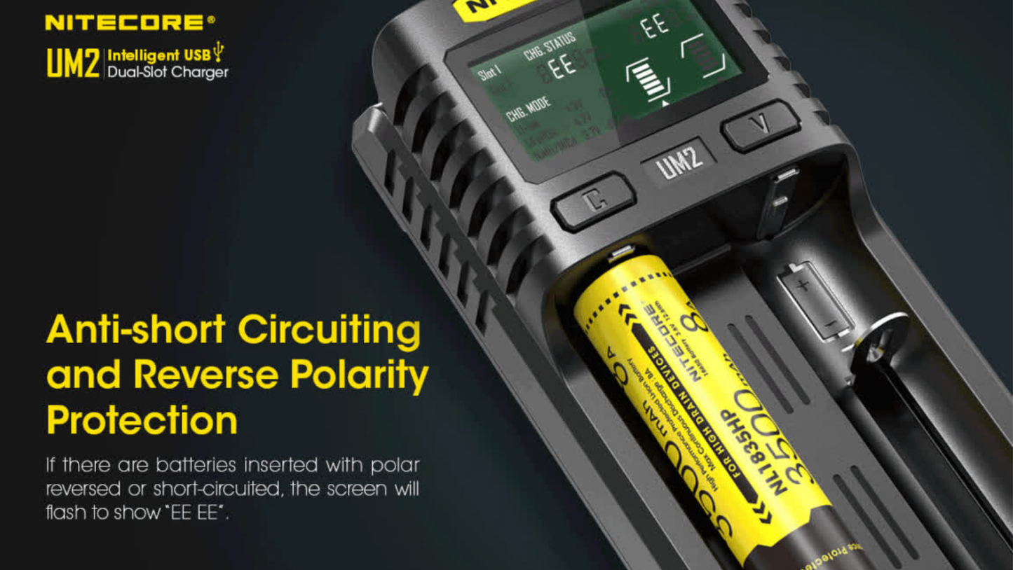Nitecore UM2 Intelligent USB Dual-Slot Li-ion Battery Charger