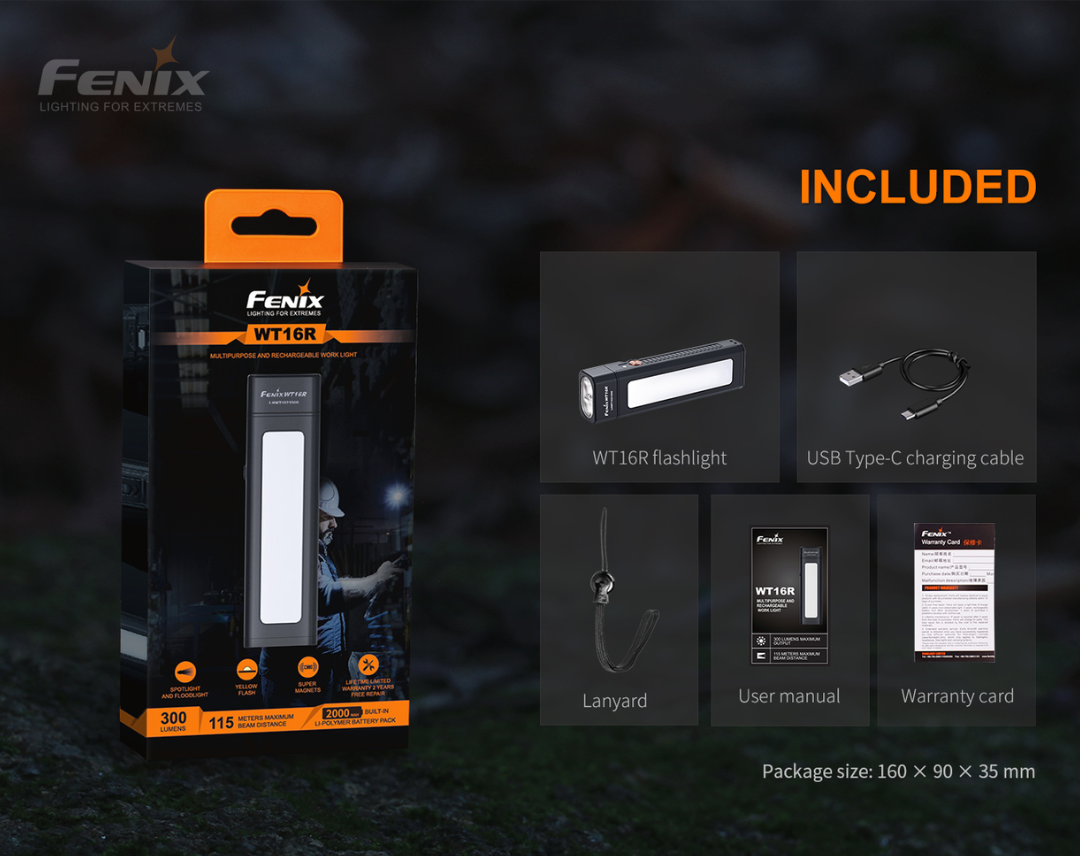 Fenix WT16R 300L Rechargeable Multipurpose Work Light
