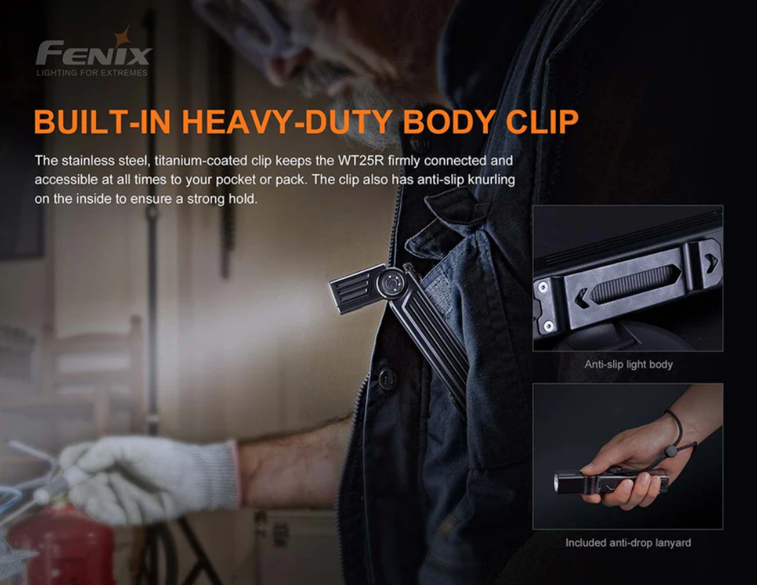 Fenix WT25R CREE XP-L HI LED 1000L Rechargeable Pivoting Work Flashlight