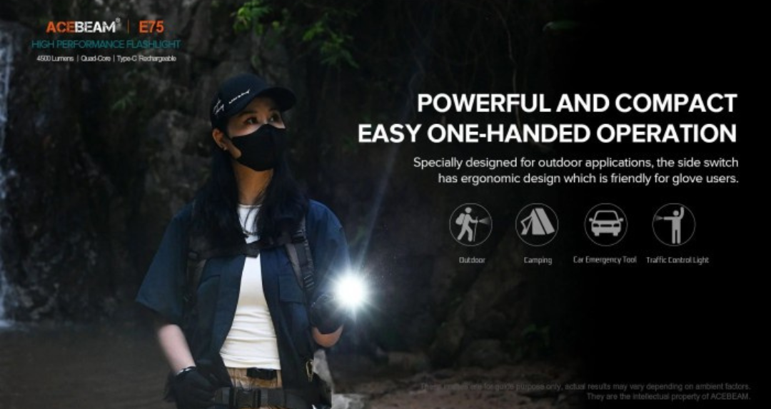 Acebeam E75 5000K Neutral White LED 3000 Lumens USB Rechargeable EDC Flashlight