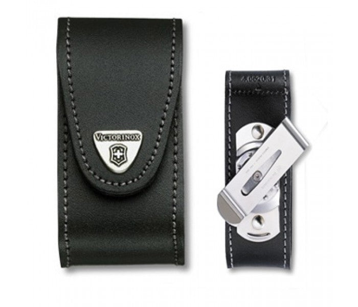 Victorinox Leather Pouch Black 5-8 Layers w Rotating Clip 4.0521.31