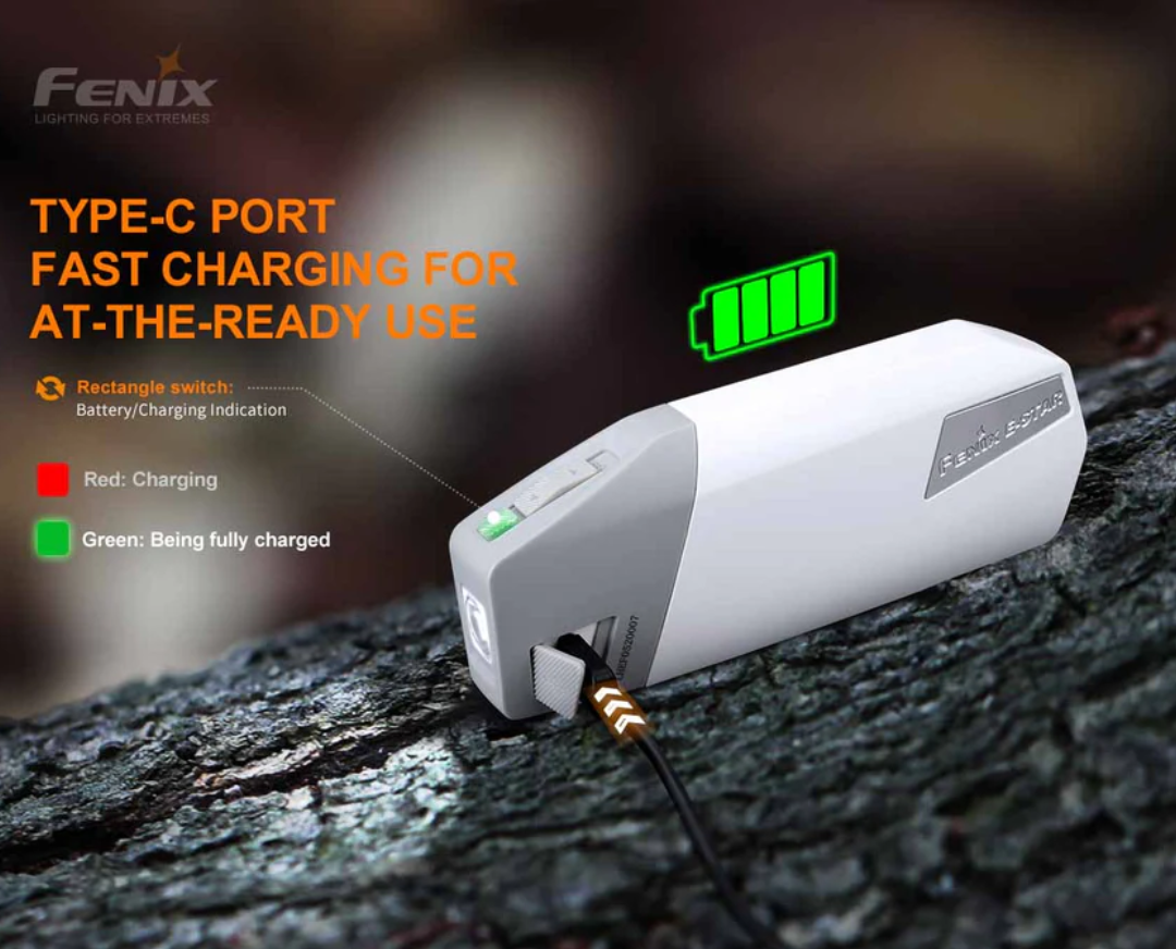 Fenix E-Star LED 100L Portable Hand-Pressing Emergency Rechargeable Flashlight
