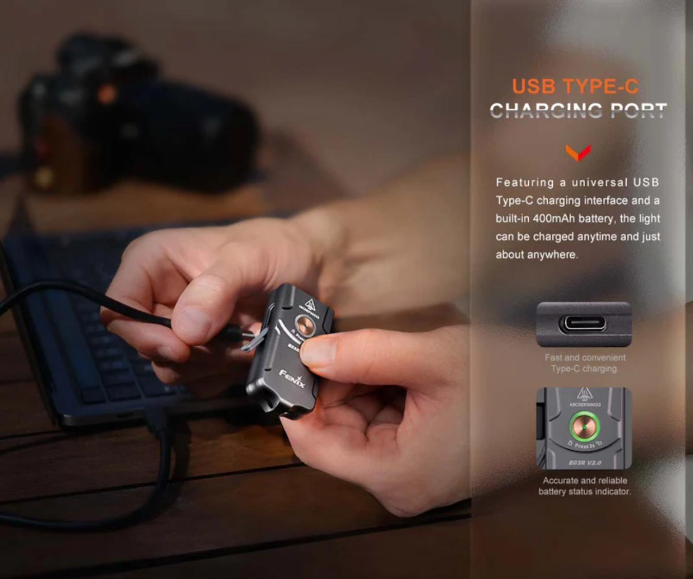 Fenix E03R V2.0 500L Rechargeable Keychain Flashlight