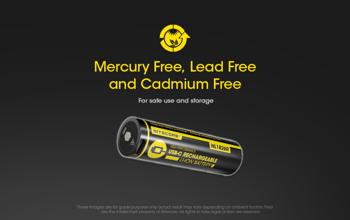 Nitecore 18650 2600mAh 3.6V Type-C Rechargeable Li-ion Battery NL1826R