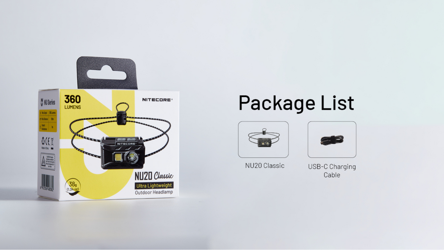 Nitecore NU20 Classic 360 Lumens Ultra Lightweight Outdoor Rechargeable Headlamp