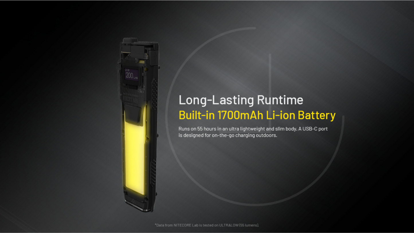 Nitecore EDC27 UHi 2x NiteLab UHi 20 LED Ultra Slim 3100L High Performance EDC Rechargeable Flashlight