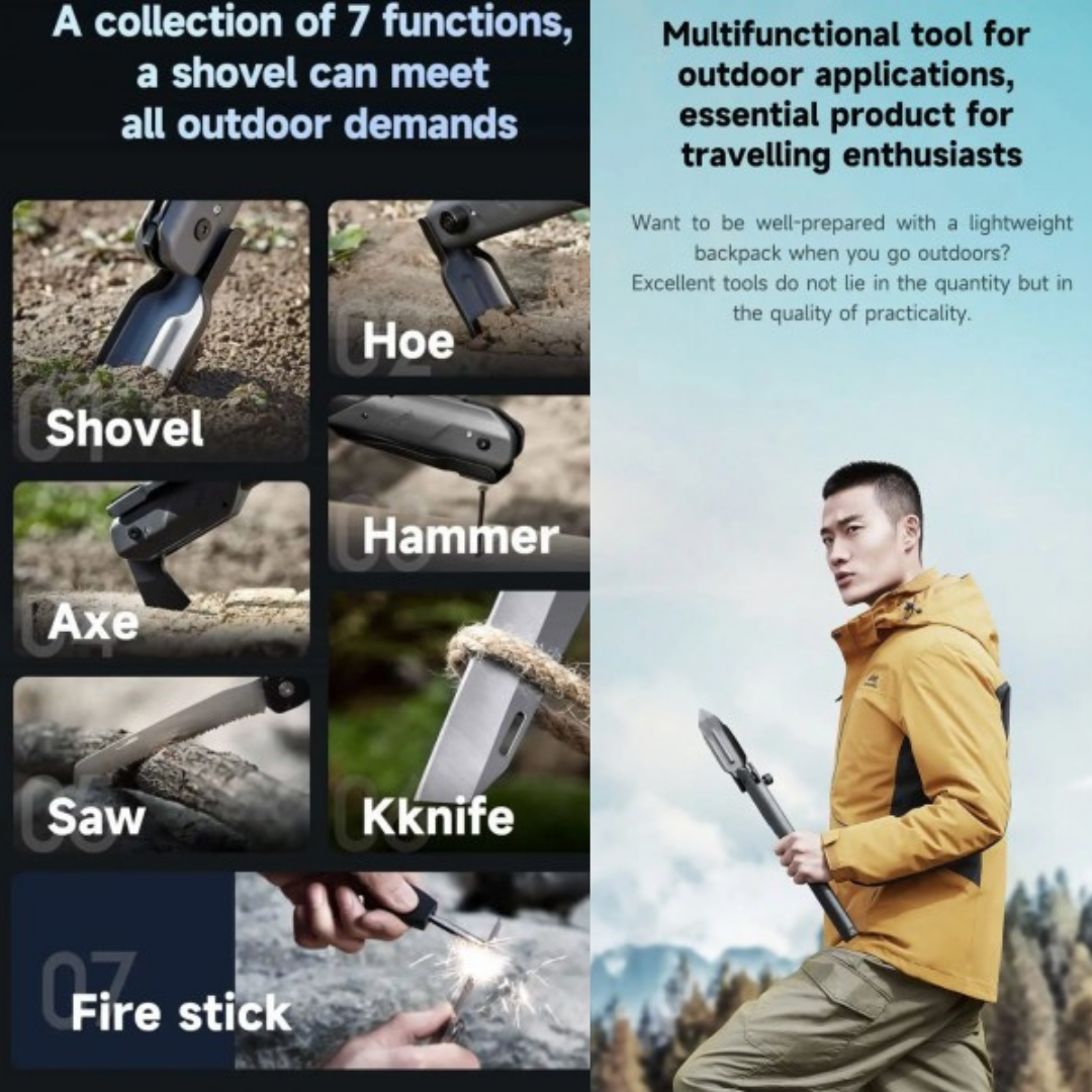 NexTool 6-in-1 Thunder Multifunctional Shovel Axe Hammer Fire Starter Wood Saw Knife NE20057