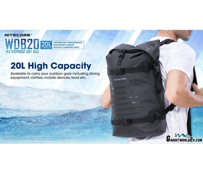 Nitecore WDB20 Waterproof Dry Bag Backpack 20L Black