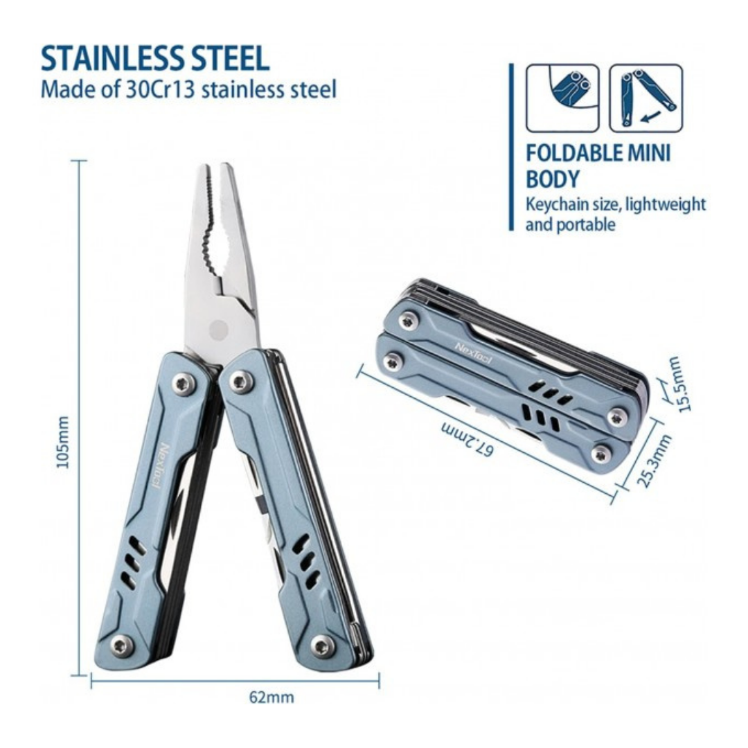 NexTool 10-in-1 Mini Sailor NE20156 EDC Steel Pliers Knife Scissors Multifunctional Multitool