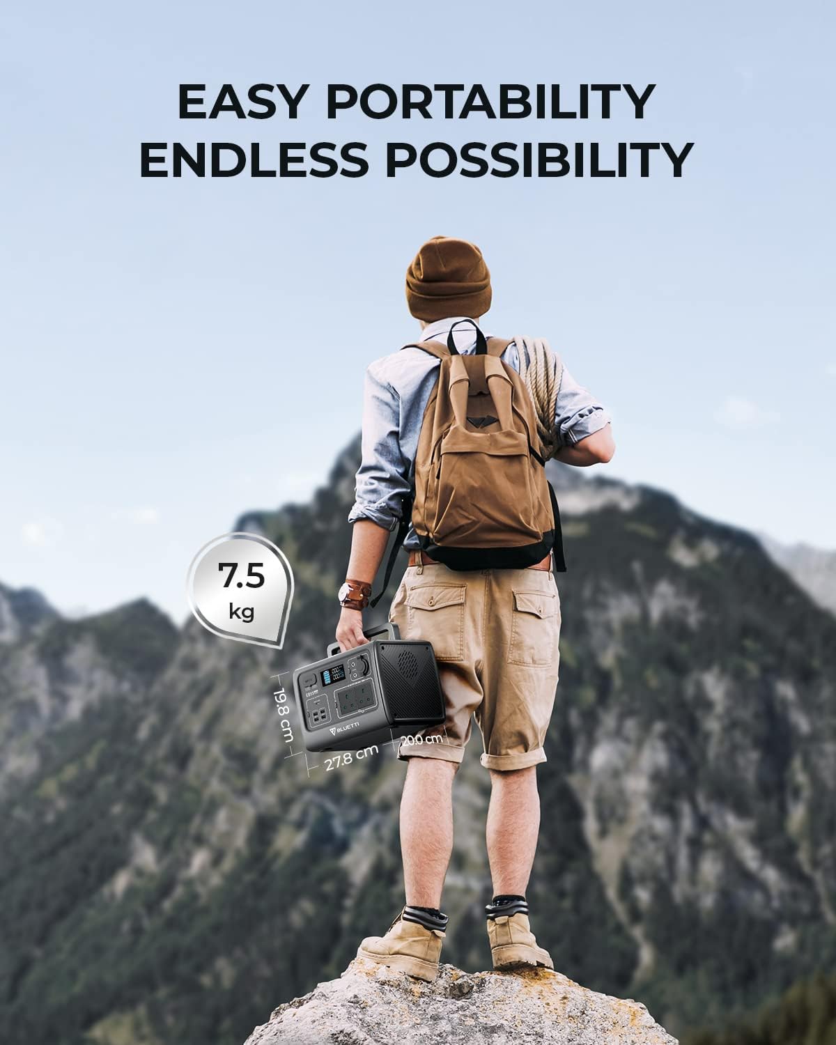 BLUETTI EB55 Portable Power Station 537Wh LiFePO4 Battery Surge AC Solar Generator (700W/1400W)