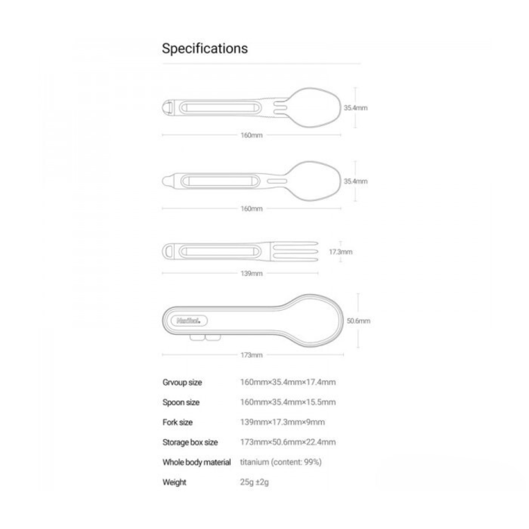 NexTool Titanium Cutlery Set KT5525 / NE0124 Camping Tableware Spoon Fork