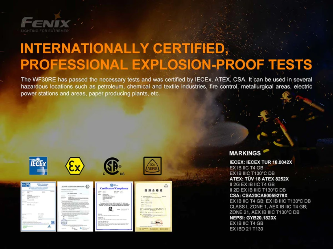 Fenix WF30RE Intrinsically Safe CREE XP-G2 280L Flashlight