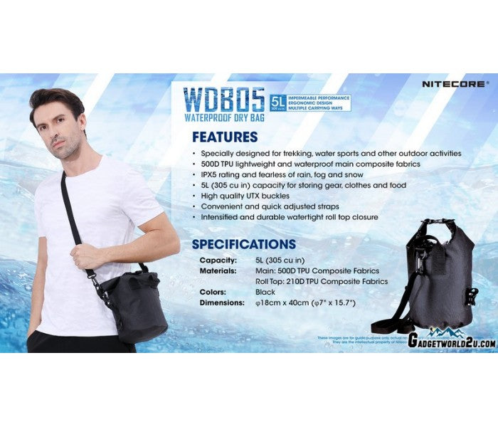 Nitecore WDB05 Waterproof Dry Bag 5L Black