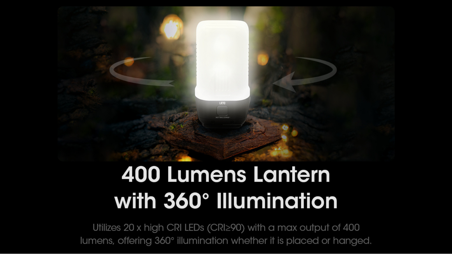 Nitecore LR70 Luminus SST40 LED & High CRI Red LED 3000L 3-in-1 Recharge Power Bank Lantern Flashlight