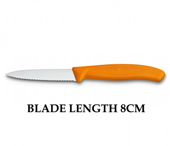 Victorinox Swiss Classic 8cm Wavy Edge Paring Knife Orange 6.7636.L119